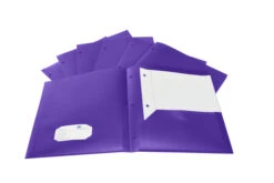 School Smart 2-Pocket Poly Folders With 3-Hole Punch, Purple, Pack Of 25 -Office Product Shop 2019642 B ecommfullsize
