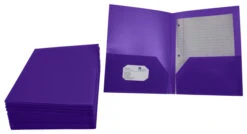 School Smart 2-Pocket Poly Folders, Purple, Pack Of 25 -Office Product Shop 2019643 B ecommfullsize