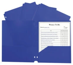 C-Line Heavyweight Two-Pocket Poly Folder, Blue, Pack Of 25