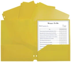C-Line Heavyweight Two-Pocket Poly Folder, Yellow, Pack Of 25