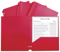 C-Line Heavyweight Two-Pocket Poly Folder, Red, Pack Of 25