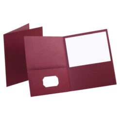 Oxford 2-Pocket Folder, 100 Sheet Capacity, Burgundy, Pack Of 25