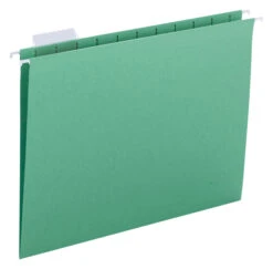 Business Source Hanging File Folders, 1/5 Cut Tabs, Letter Size, Green, Pack Of 25