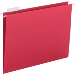 Business Source Hanging File Folders, 1/5 Cut Tabs, Letter Size, Red, Pack Of 25