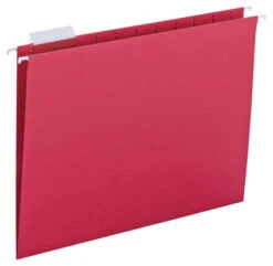 Smead Hanging File Folder, Letter Size, 1/5 Cut Tabs, Red, Pack Of 25