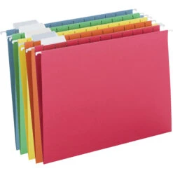 Smead Hanging File Folder, Letter Size, 1/5 Cut Tabs, Assorted Colors, Pack Of 25