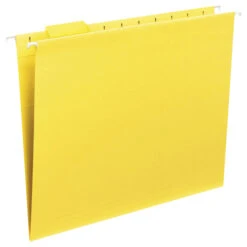 Smead Hanging File Folder, Letter Size, 1/5 Cut Tabs, Yellow, Pack Of 25