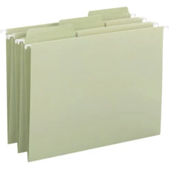 Smead FasTab Erasable Hanging File Folder, Letter Size, 1/3 Cut Tabs, Moss Green, Pack Of 20