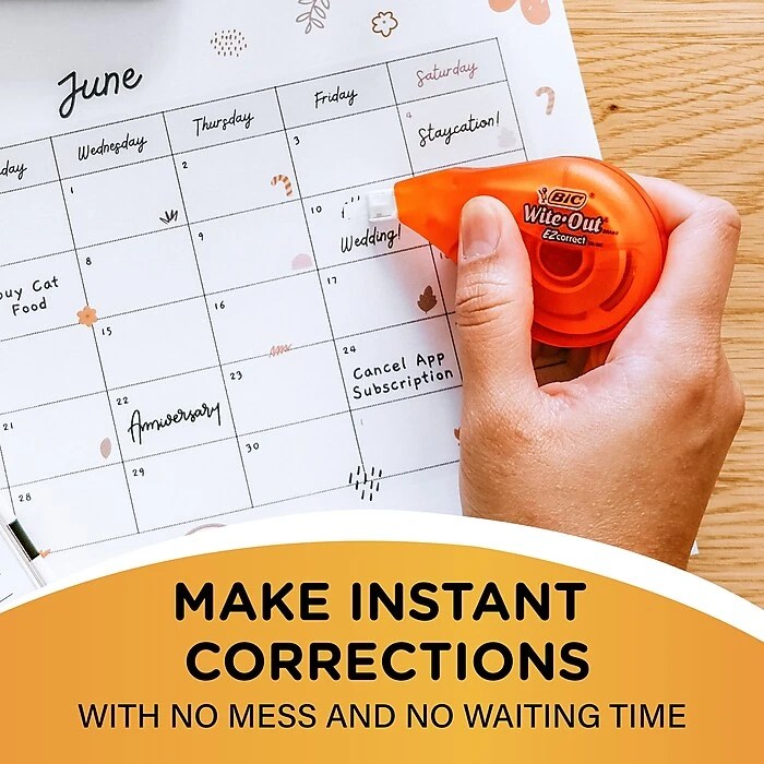 BIC Wite-Out EZ Correct Correction Tape, White, 10/Pack (50790) 6 BIC Wite-Out EZ Correct Correction Tape, White, 10/Pack (50790) - Image 4