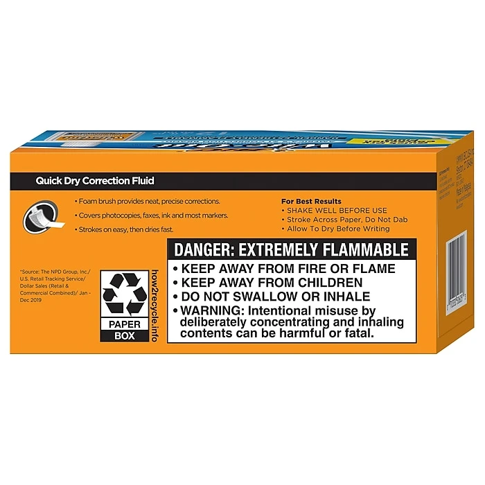 BIC Wite-Out Quick Dry Correction Fluid, 20ml., White, 12/Pack (WOFQD12-WHT) 4 BIC Wite-Out Quick Dry Correction Fluid, 20ml., White, 12/Pack (WOFQD12-WHT) - Image 2