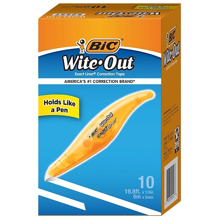 BIC Wite-Out Exact Liner Correction Tape, White, 10/Pack (WOELP10) 3 BIC Wite-Out Exact Liner Correction Tape, White, 10/Pack (WOELP10)