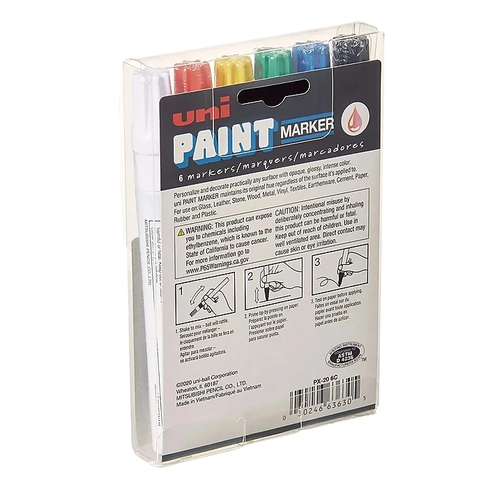 Uni PAINT PX-20 Oil-Based Marker, Medium Tip, Assorted Colors, 6/Set (63630) 5 Uni PAINT PX-20 Oil-Based Marker, Medium Tip, Assorted Colors, 6/Set (63630) - Image 3