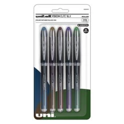 Uni-ball Uniball Vision Elite BLX Rollerball Pens, Micro Point, 0.5mm, Assorted Ink, 5/Pack (1832410)