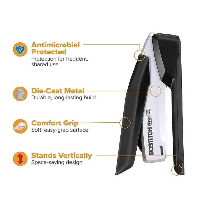 Bostitch InPower® Spring-Powered Desktop Stapler, 28-Sheets, Silver/Black (ACF1110) 8 Bostitch InPower® Spring-Powered Desktop Stapler, 28-Sheets, Silver/Black (ACF1110) - Image 6