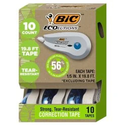 BIC Ecolutions Wite-Out Brand Correction Tape (formerly ReVolution), White, 10/Pack (WOET10-WHI) -Office Product Shop 80A095F3 A25C 47E9 A72A85C946A69FB8 sc7