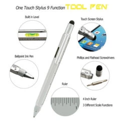Monteverde 9 In 1 One Touch Tool Ballpoint Pen & Stylus, Silver -Office Product Shop 811xNPpM gL. SL1500 cab04781 a64e 4033 9b9c 53a419822d00