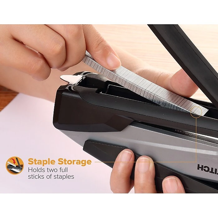 Bostitch InPower Spring-Powered Desktop Stapler, 20-Sheet, Full-Strip Capacity, Black/Gray (1100) 7 Bostitch InPower Spring-Powered Desktop Stapler, 20-Sheet, Full-Strip Capacity, Black/Gray (1100) - Image 5