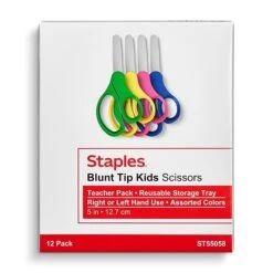 Staples Teacher Pack 5" Kids Blunt Tip Stainless Steel Scissors, Straight Handle, Right And Left Handed, 12/Pack (TR55058) -Office Product Shop 944F6833 8105 4B75 96F44183293652B0 sc7