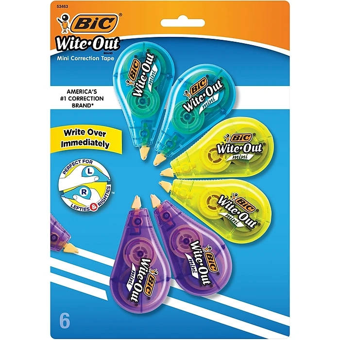 BIC Wite-Out Mini Correction Tape, White, 6/Pack (WOTMP61-WHI) 3 BIC Wite-Out Mini Correction Tape, White, 6/Pack (WOTMP61-WHI)