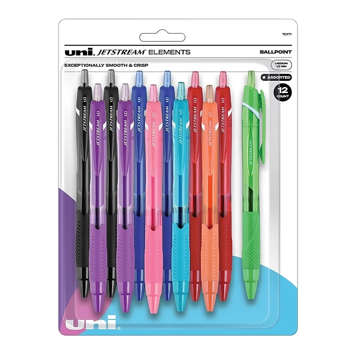 Uni-ball JETSTREAM ELEMENTS Retractable Ballpoint Pens, Medium Point, Assorted Inks, 12/Pack (70171) 3 Uni-ball JETSTREAM ELEMENTS Retractable Ballpoint Pens, Medium Point, Assorted Inks, 12/Pack (70171)