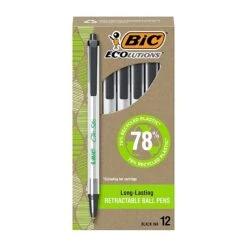 BIC Ecolutions Clic Stic Retractable Ballpoint Pens (formerly ReVolution), Medium Point, Black Ink, Dozen (CSEM11BK) -Office Product Shop F7FA7F41 BA16 4843 BE164559DF8DDF8A sc7