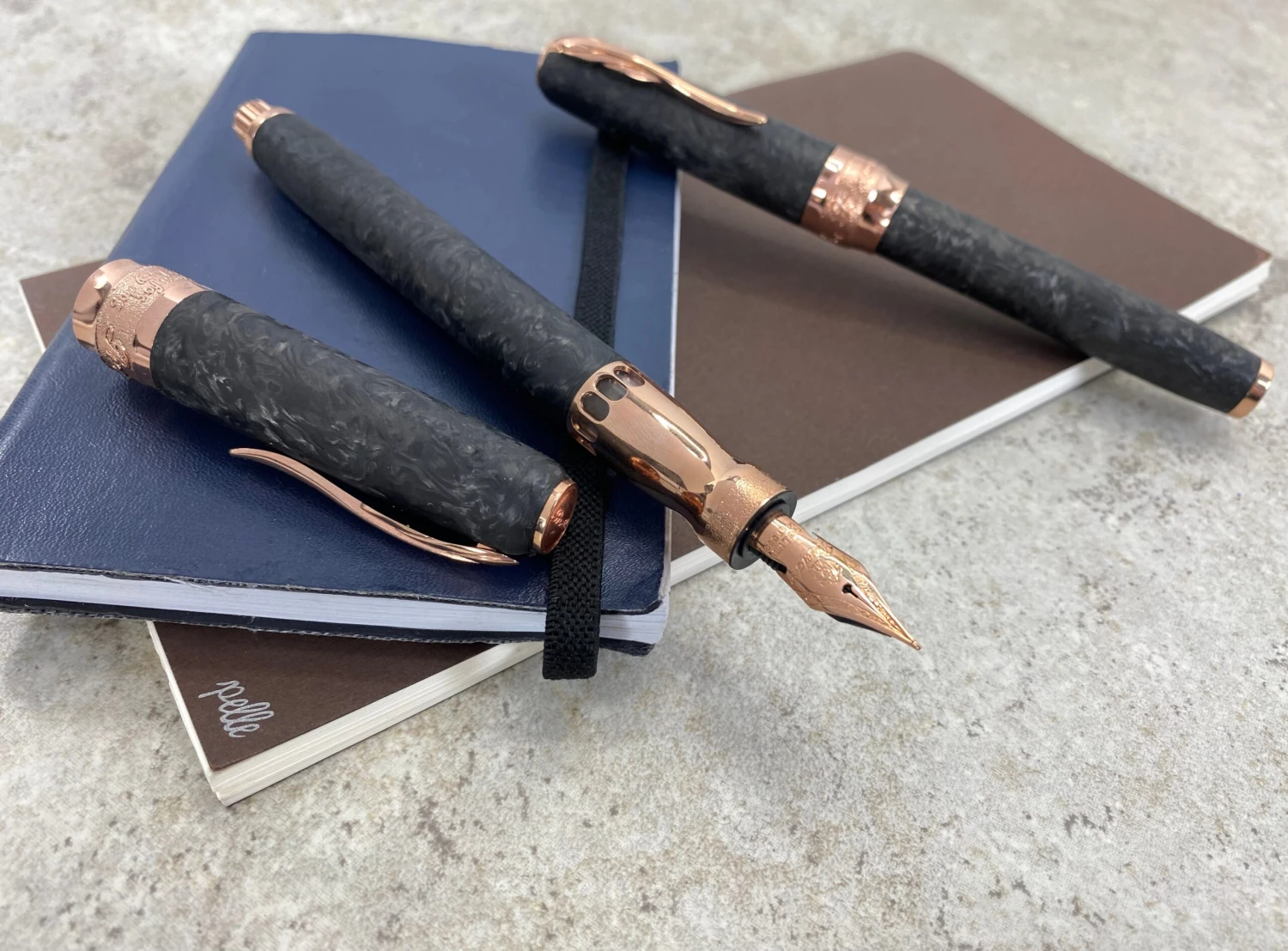 Pineider Limited Edition Forged Carbon Rollerball Pen, Rose Gold Trim 5 Pineider Limited Edition Forged Carbon Rollerball Pen, Rose Gold Trim - Image 3