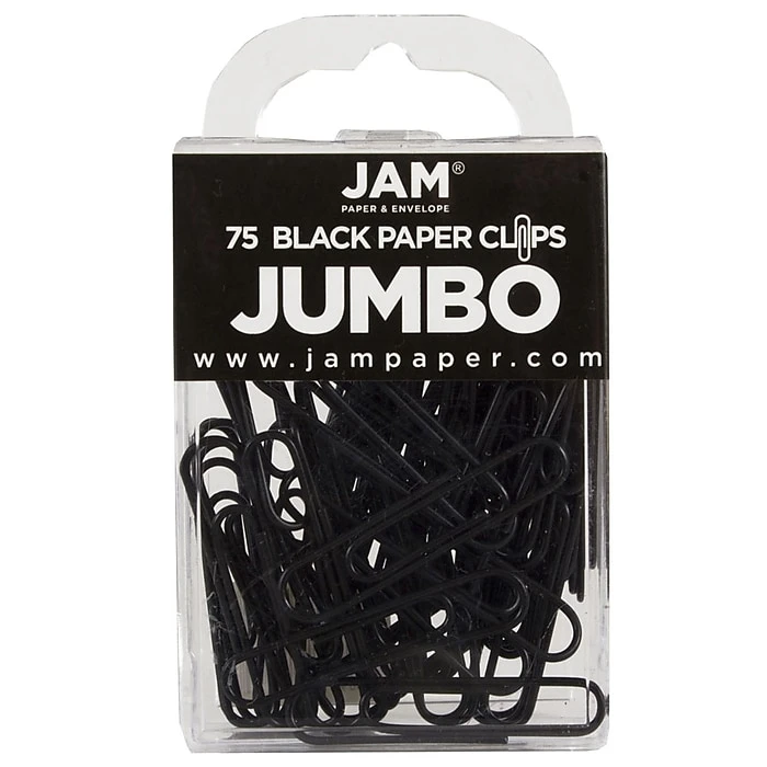 JAM Paper Jumbo Paper Clip, Black, 3 Packs Of 75 (2184933B) 4 JAM Paper Jumbo Paper Clip, Black, 3 Packs Of 75 (2184933B) - Image 2