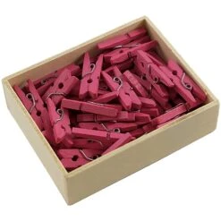JAM Paper® Wood Clip Clothespins, Small 7/8 Inch, Fuchsia Pink Clothes Pins, 50/Pack (230729139)