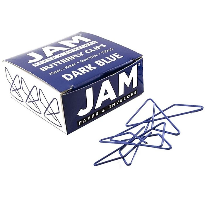 JAM Paper® Colorful Butterfly Paper Clips, Dark Blue Paperclips, 15/Pack (332BYBU) 3 JAM Paper® Colorful Butterfly Paper Clips, Dark Blue Paperclips, 15/Pack (332BYBU)