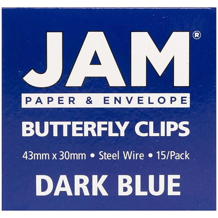 JAM Paper® Colorful Butterfly Paper Clips, Dark Blue Paperclips, 15/Pack (332BYBU) 6 JAM Paper® Colorful Butterfly Paper Clips, Dark Blue Paperclips, 15/Pack (332BYBU) - Image 4