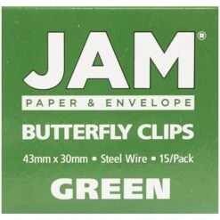 JAM Paper® Colorful Butterfly Paper Clips, Green Paperclips, 15/Pack (332BYGR) -Office Product Shop m003047767 sc7