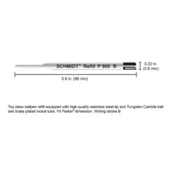 Schmidt P900 Ballpoint TC Ball Parker Style Refill, Fits Parker Ballpoint Pens, Broad, Black, 2 Pack (SC58141) -Office Product Shop m003909991 sc7
