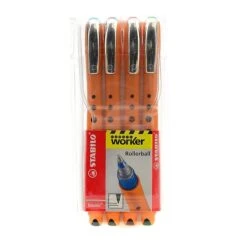 STABILO Worker Rollerball Pens, Medium Point, Assorted Color Ink, 4/Pack (2018/4)