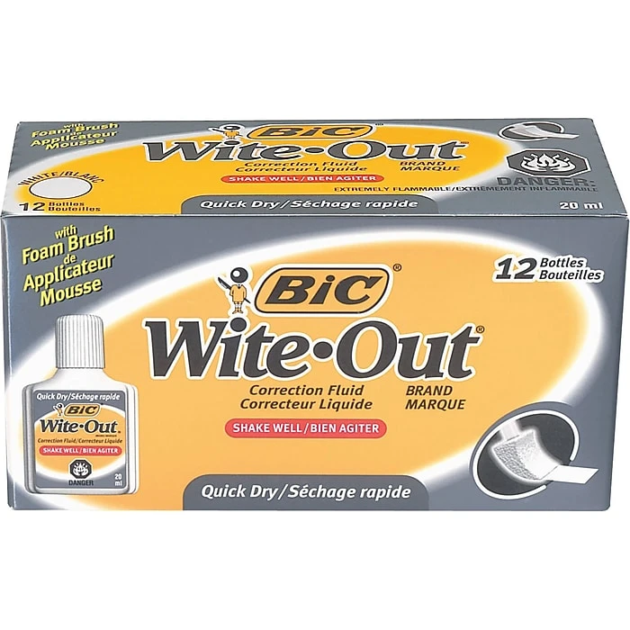 BIC Wite-Out Quick Dry Correction Fluid, 20ml., White, 12/Pack (WOFQD12-WHT) 9 BIC Wite-Out Quick Dry Correction Fluid, 20ml., White, 12/Pack (WOFQD12-WHT) - Image 7
