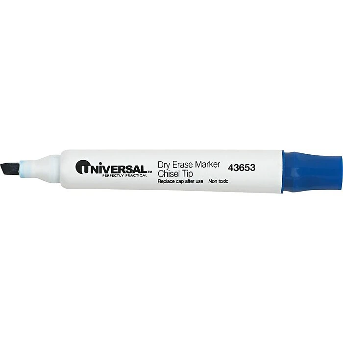 Universal Dry Erase Marker, Chisel Tip, Blue Ink, Dozen (UNV43653) 3 Universal Dry Erase Marker, Chisel Tip, Blue Ink, Dozen (UNV43653)