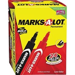 Avery Marks-A-Lot® Permanent Marker, 3/16" Large Chisel Tip, Assorted, 24/Set