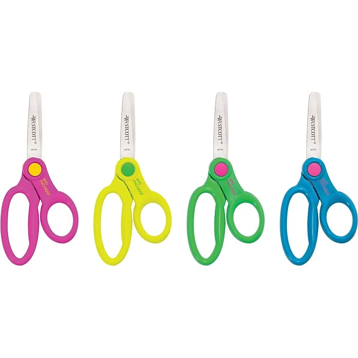 Westcott 5" Stainless Steel Kid's Scissors, Blunt Tip, Assorted Colors (14606) 3 Westcott 5" Stainless Steel Kid's Scissors, Blunt Tip, Assorted Colors (14606)