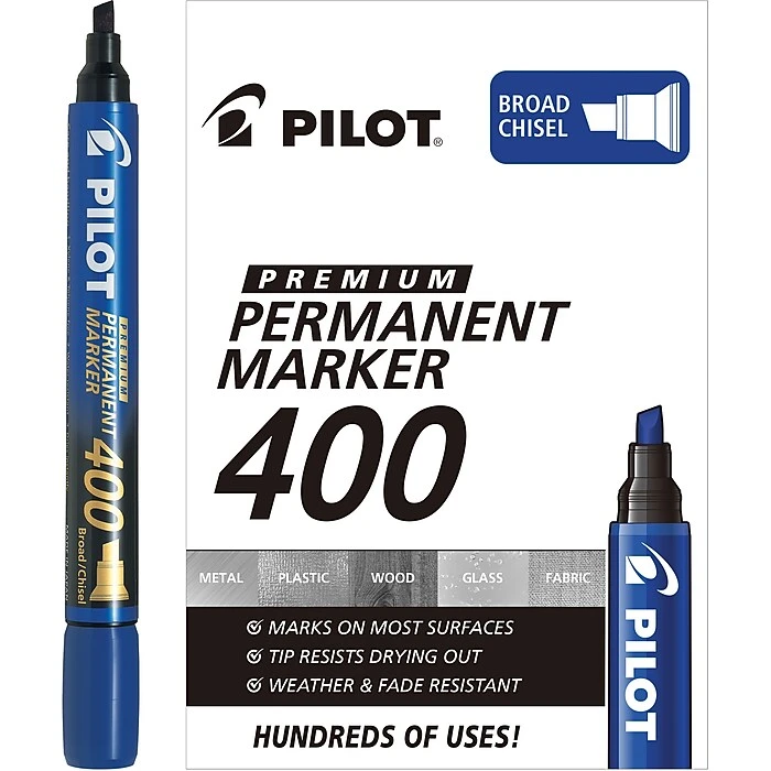 Pilot Premium 400 Permanent Markers, Chisel Tip, Blue, 12/Pack (44116) 4 Pilot Premium 400 Permanent Markers, Chisel Tip, Blue, 12/Pack (44116) - Image 2