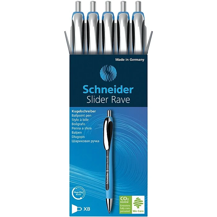 Schneider® Schneider Slider Rave XB Retractable Ballpoint Pen, Extra Bold Point, Black Ink, 5/Box (132501) 3 Schneider® Schneider Slider Rave XB Retractable Ballpoint Pen, Extra Bold Point, Black Ink, 5/Box (132501)