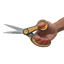 Westcott® Titanium Bonded® Non-Stick 8" Scissors, Adjustable Glide, Pointed Tip, Gray/Yellow (14849) -Office Product Shop s1175246 sc7 1