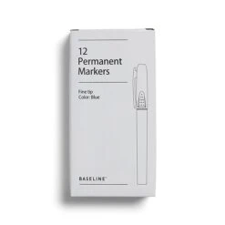 Baseline Permanent Markers, Fine Tip, Blue, 12/Pack (BL58129)
