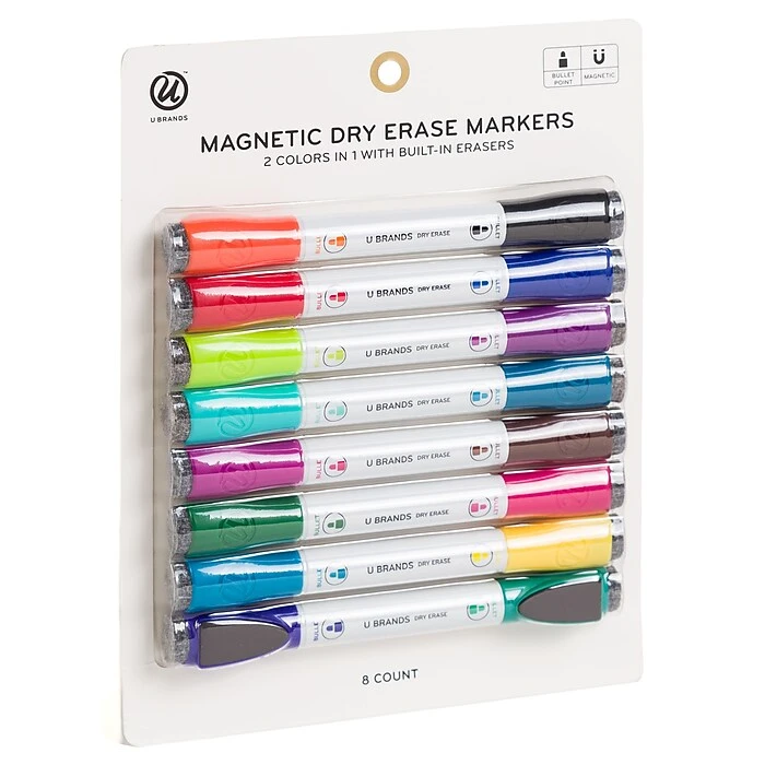 U Brands 2-in-1 Dry Erase Markers, Bullet Tip, Assorted Ink, 8/Pack (5017T06-24) 3 U Brands 2-in-1 Dry Erase Markers, Bullet Tip, Assorted Ink, 8/Pack (5017T06-24)