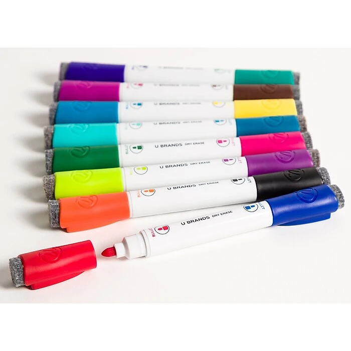U Brands 2-in-1 Dry Erase Markers, Bullet Tip, Assorted Ink, 8/Pack (5017T06-24) 5 U Brands 2-in-1 Dry Erase Markers, Bullet Tip, Assorted Ink, 8/Pack (5017T06-24) - Image 3