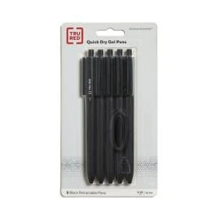 TRU RED™ Retractable Quick Dry Gel Pen, Extra Fine Point, 0.38mm, Black, 5/Pack (TR56951) -Office Product Shop s1189809 sc7