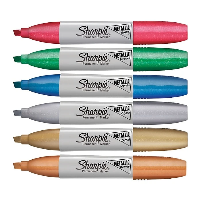 Sharpie Permanent Markers, Chisel Tip, Assorted Metallic, 6/Pack (2089634) 5 Sharpie Permanent Markers, Chisel Tip, Assorted Metallic, 6/Pack (2089634) - Image 3