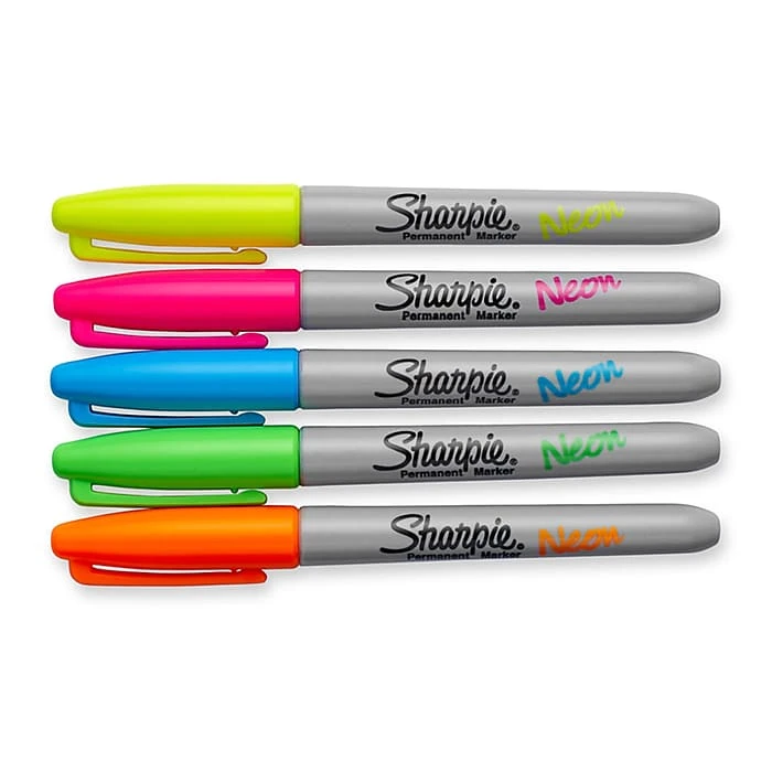 Sharpie Neon Permanent Markers, Fine Tip, Assorted Neon, 5/Pack (1860443) 4 Sharpie Neon Permanent Markers, Fine Tip, Assorted Neon, 5/Pack (1860443) - Image 2