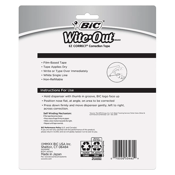 Wite-Out EZ Correct Correction Tape, White, 6/Pack (WOTAPP6-WHI) 10 Wite-Out EZ Correct Correction Tape, White, 6/Pack (WOTAPP6-WHI) - Image 8