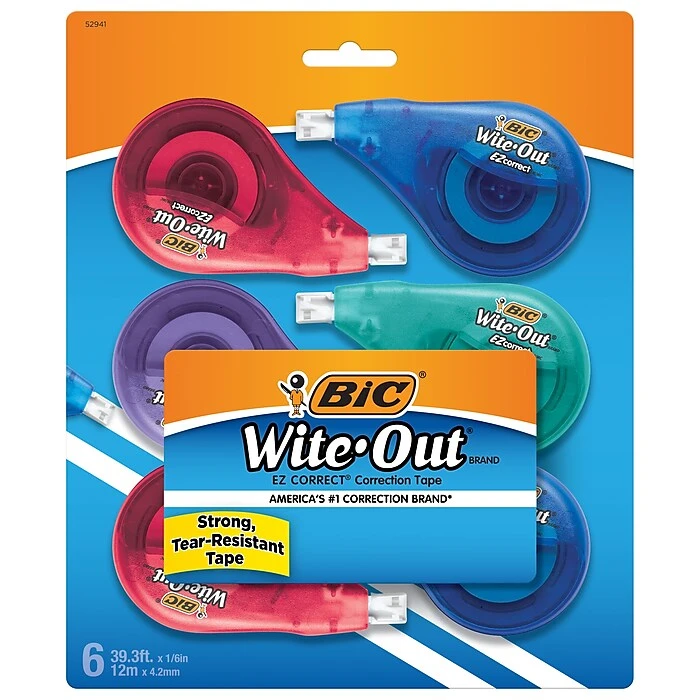 Wite-Out EZ Correct Correction Tape, White, 6/Pack (WOTAPP6-WHI) 3 Wite-Out EZ Correct Correction Tape, White, 6/Pack (WOTAPP6-WHI)