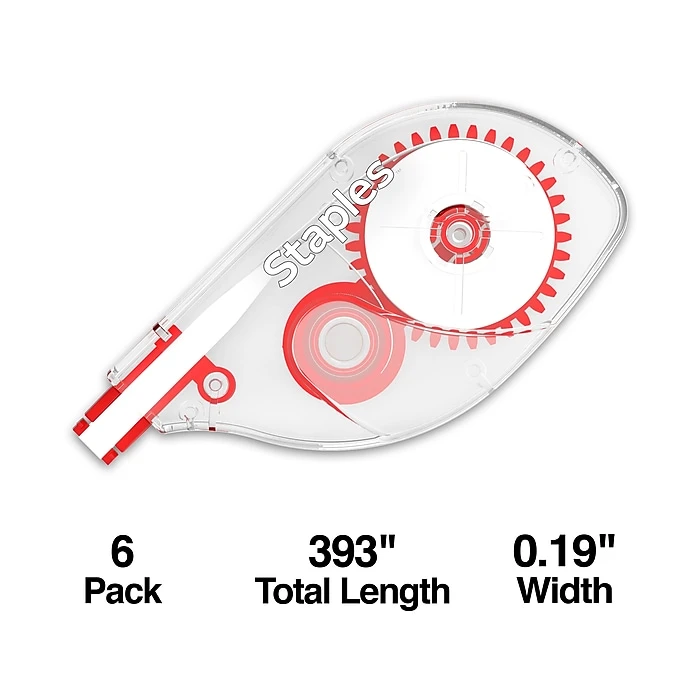 Staples Correction Tape, White, 6/Pack (ST59819) 4 Staples Correction Tape, White, 6/Pack (ST59819) - Image 2