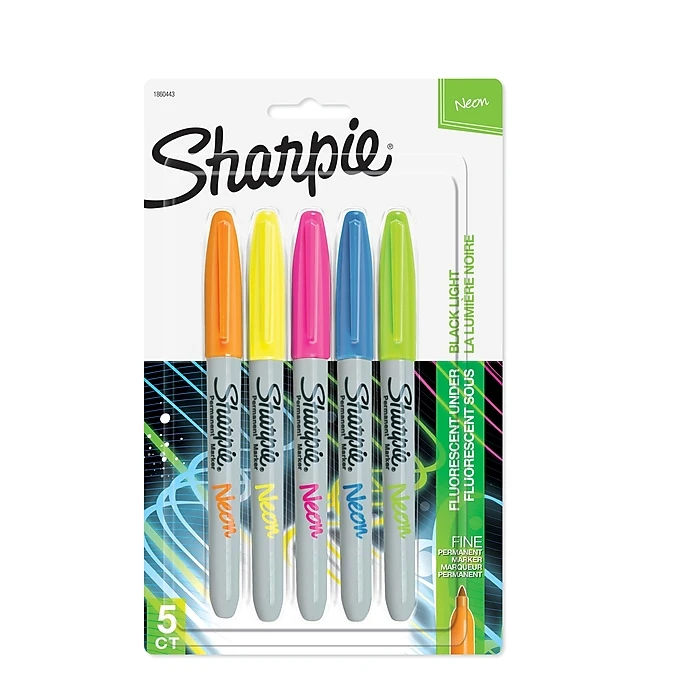 Sharpie Neon Permanent Markers, Fine Tip, Assorted Neon, 5/Pack (1860443) 3 Sharpie Neon Permanent Markers, Fine Tip, Assorted Neon, 5/Pack (1860443)